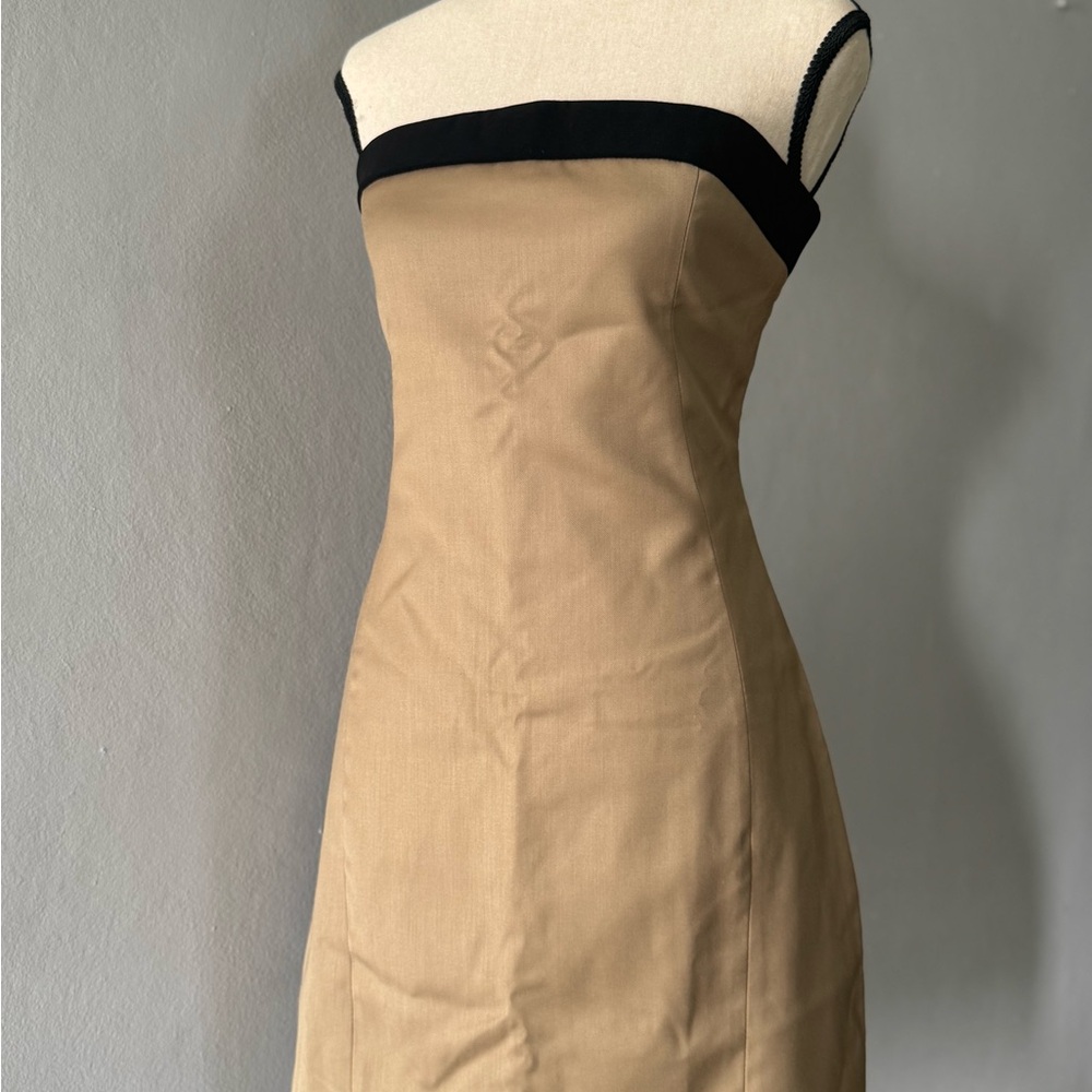 Elegant Tan Strapless Dress Blazer Set